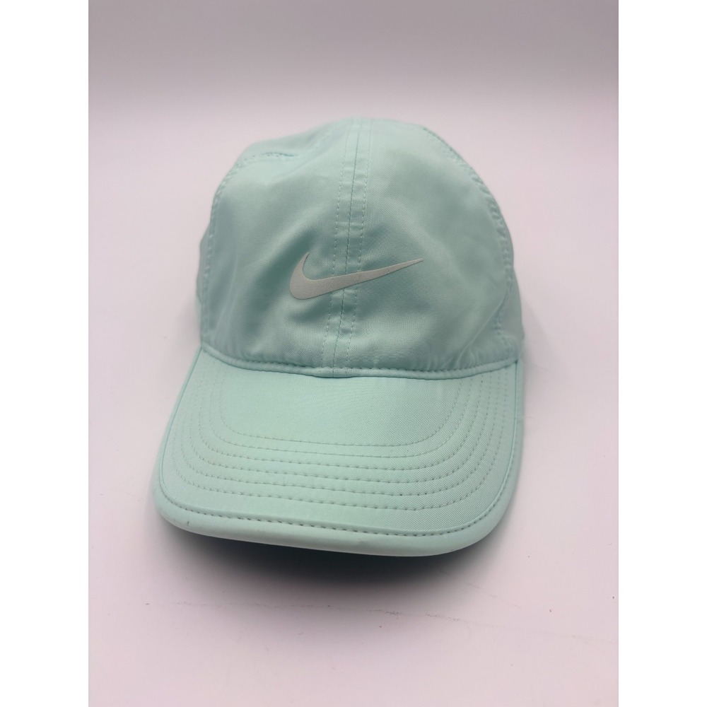 Nike Dri-FIT Featherlight Tennis Running Green Swoosh Logo Adjustable Strapback